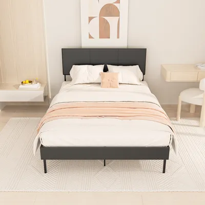 Produktbild von Jopassy Bettgestell Lattenrost robustes Bettgestell Maximale Tragfähigkeit 350 kg für Schlafzimmerbett Kunstleder 140*200CM
