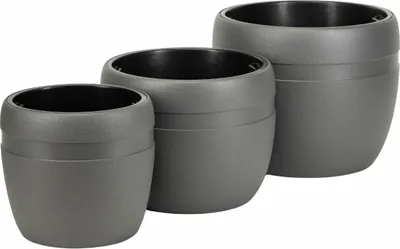 Image de HowHomely | Pots de fleurs - Pots pour plantes - gris - lot de 3 - cache-pots - bacs à fleurs - décoratifs