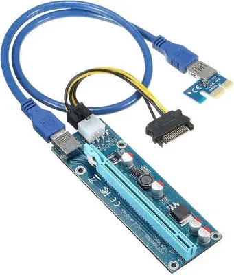 Produktbild von Konverter Estillo Riser-Karte 6 Pin, PCI-E x 1 zu PCI-E x16, USB 3.0