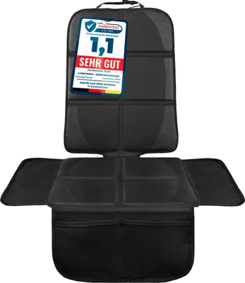 Produktbild von LIONSTRONG® Kindersitzunterlage Autositzschoner [ISOFIX GEEIGNET] - wasserabweisender Polyester Stoff schwarz - Sitzschutz Sitzschoner Auto Kindersitz - universell kompatibel (Schwarz)