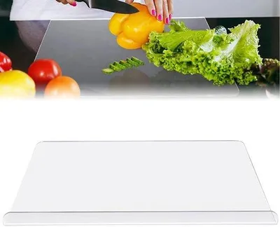 Obrázek produktu pro Akrylová krájecí deska, 40 x 30 cm, průhledná, s protiskluzovou úpravou, kuchyňská krájecí deska, tloušťka 3 mm, protiskluzová.