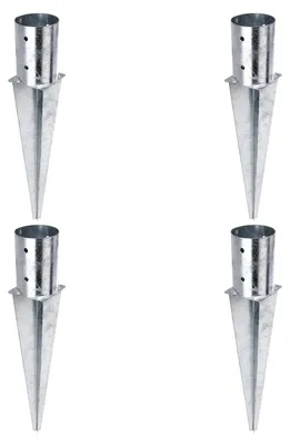 Produktbild von Alberts 4 x Einschlag-Bodenhülse für Rundholzpfosten, Ø101 mm, Länge 600 mm, feuerverzinkt, zum Einbetonieren