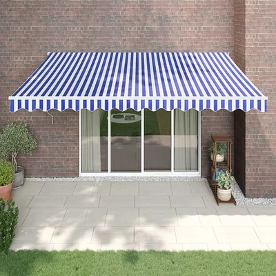 Obrázok produktu pre Maison Exclusive – Elektrická markíza s kľukou, modrá a biela, 4 x 3 m