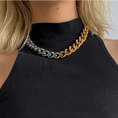 Produktbild von Moderne Cadena Halskette in Gold und Silber für empfindliche Haut KP7447