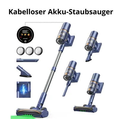 Produktbild von Laresar Akku Staubsauger 75000Pa – Kabelloser Stabstaubsauger 650W, 90 Min Laufzeit, LED Smart Display, abnehmbarer Akku