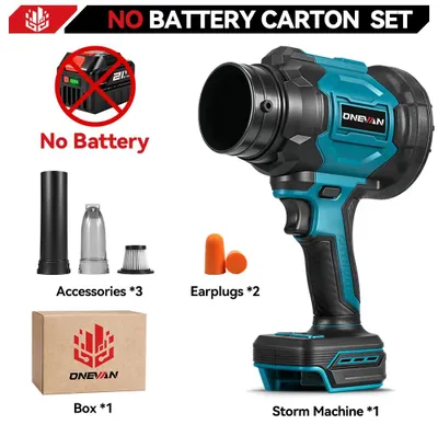 Image de Ventilateur turbo électrique 2-en-1 - Moteur sans balais - 6 vitesses - 350 m/s - 3500 W - Fonctionne sur secteur (sans batterie)