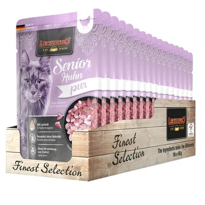 Produktbild von 16 x 85 g Leonardo Finest Selection SENIOR Huhn pur