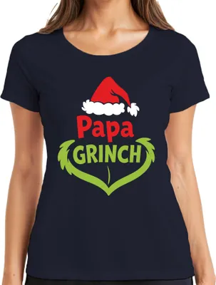 Produktbild von Papa Grinch Weihnachten Lustig Weihnachtsgeschenk Vater Geschenk Damen T-Shirt, Navy, L