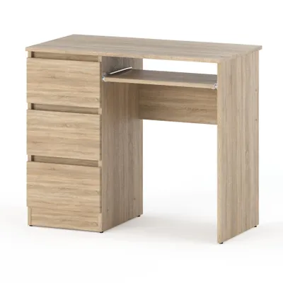 Obrázek produktu pro STIV Möbel | Psací stůl 90x50x77 cm Dub Sonoma | Počítačový stůl se 3 zásuvkami vlevo a výsuvem na klávesnici