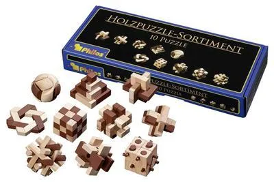 Produktbild von Philos 6922 - Holzpuzzle-Sortiment mit 10 unterschiedlich schwierigen Knobelspielen