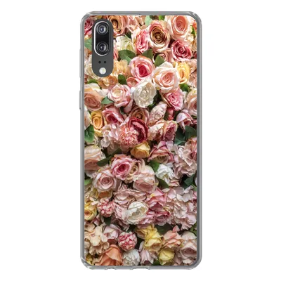 Produktbild von MuchoWow® Handyhülle Schutzhülle Hülle für Huawei P20 Rosen - Farben - Wand Silikon Softcase Handy Hülle - Hardcover