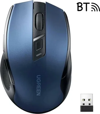Zdjęcie produktu dla Mysz optyczna Ugreen MU006 bezprzewodowa USB 2.4GHz / Bluetooth 5.0 4000 DPI - niebieska