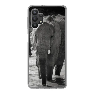 Produktbild von MuchoWow® Handyhülle Schutzhülle Hülle für Samsung Galaxy A32 5G Elefant - Tiere - Wasser - Schwarz und weiß Silikon Softcase Handy Hülle - Softcase