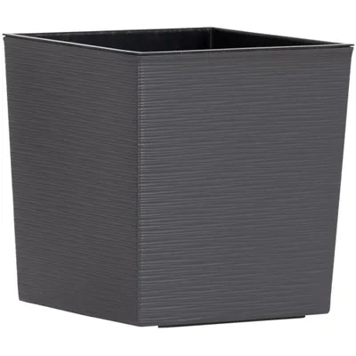 Image de Jardinière NIZZA GROOVE, anthracite aspect cannelé, 40 x 40 x 41,5 cm Jardinière en plastique avec insert