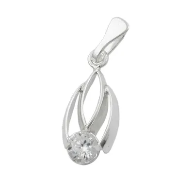 Produktbild von Anhänger 17x8mm Zirkonia weiß glänzend Silber 925 silber 17x8mm