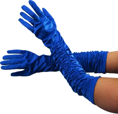 Produktbild von Deluxe Handschuhe lang blau glänzend lange Hand schuh Kostüm
