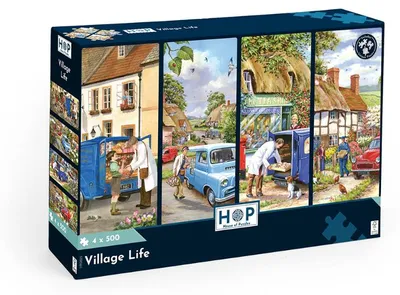 Produktbild von The House of Puzzles Village Life Puzzle - 4 x 500 Piece