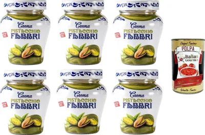 Produktbild von Fabbri Crema Pistacchio senza glutine Glutenfreie Pistaziencreme 6x200gr + Italian Gourmet polpa 400g