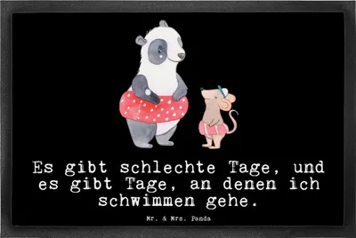 Produktbild von Mr. & Mrs. Panda fußmatte Otter Schwimmen 40 x 60 cm - Schwarz - Geschenk, Wassersport, Schwimmkurs, Schmutzmatte, Schuhabstreifer, Gummimatte, Sauberlaufmatte