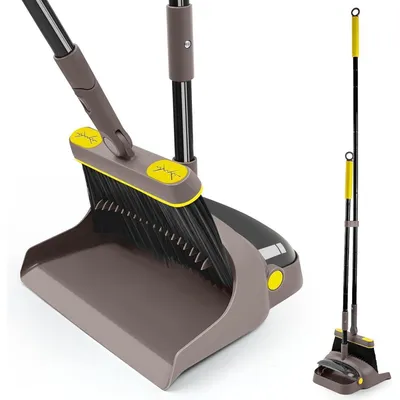 Immagine prodotto di JEHONN Set di scopa e paletta con manico lungo 138 cm, scopa e paletta per casa e ufficio