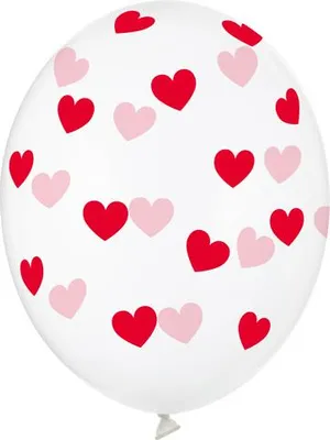 Zdjęcie produktu dla Balony Przezroczyste w czerwone Serduszka 30cm, 6 szt.