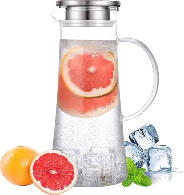 Produktbild von Hitzebeständige Glaskaraffe mit Edelstahlverschluss - ideal für Saft und Eistee - 1500ml