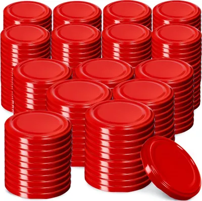 Produktbild von KADAX Einmach-Deckel Set aus Metall "Virbo", mit 6 Einrastzähnen, Rot, 82 mm, 200 Stück