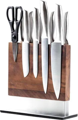 Produktbild von Famanu Messerblock ohne Messer - Starker Magnet - Halter aus Walnuss