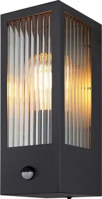 Immagine prodotto di Applique da esterno a LED, nero, vetro, rilevatore di movimento, H 32 cm