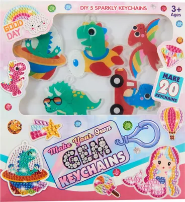 Produktbild von Diamond Painting Set 5x Schlüsselanhänger Dinosaurier Bastelset Kinder Mosaik Geschenkidee