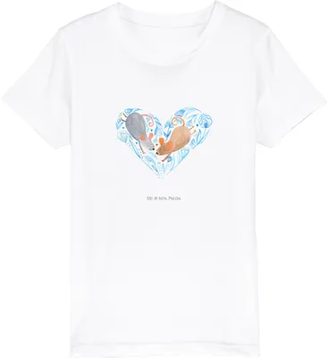 Produktbild von Mr. & Mrs. Panda Kleinkinder T-Shirt Mäuse Herz 3-4 Jahre (98/104) - Weiß - Geschenk, Pärchen, Kinder Jungen, für Immer, Kindershirt, Liebe, Kinder-T-Shirt, Freundin, Bio