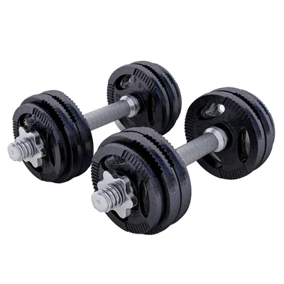 Produktbild von GORILLA SPORTS® Kurzhanteln - 30kg, 2er Set, 4x1,25kg, 8x2,5kg Gewichte, Gusseisen Hantelscheiben, 30mm, mit 4 Sternverschlüssen, Griff gerändelt, Rutschfest, Schwarz - Hantelset, Kurzhantelset