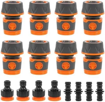Produktbild von Schlauch Kupplungs Satz, 8 Stück 3/4 Zoll Schlauchverbinder mit Kupplungs, Doppelstecker Gartenschlauch Verlängerung Kupplung Gartenschlauch Verbinder für Familie Garten