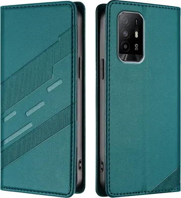 Produktbild von Hülle für Oppo A74 4G/A95 4G, Kunstleder Brieftaschen Handyhülle mit Kartenfach und Standfunktion Grün