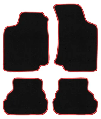 Immagine prodotto di Tappetini in moquette per Volkswagen Golf III 1993-2002 (cabrio/hatchback/station wagon) – set 4 pezzi, nero/rosso, su misura – Wielganizator CARLUX