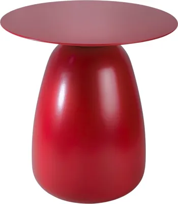 Produktbild von Beistelltisch BAOBAB 34 / Kaffeetisch - Sofatisch - Laptoptisch - Nachttisch - Pflanzentisch / Oval 33 x 34 / Gedrechseltes massives Buchenholz / Rot