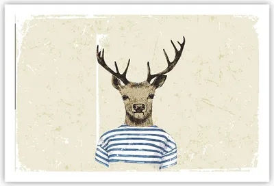 Produktbild von Poster - Poster ohne Rahmen - Hipster Anthropomorphismus Hirsch - 91,5x61 cm - Wand Bild - Wanddeko - Wandbilder - Kunstposter - Wandposter - Bilder - Kunstdruck - Wandbild - P2XAA91x61-4227