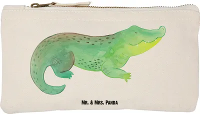 Produktbild von Mr. & Mrs. Panda Kosmetiktasche Krokodil Größe S Klein - Weiß - Geschenk, Lieblingsmensch, Freundin, Krokodile, Kulturbeutel, Pouch, Abenteuerlust, Mäppchen, Meer, Beste