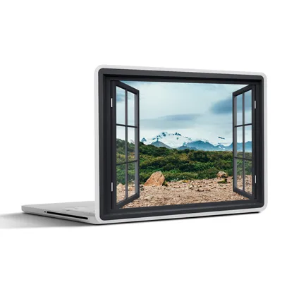 Produktbild von MuchoWow® Laptop Aufkleber Sticker Cover Aussicht - Berge - Gras 25x18 cm - Laptop-Deko