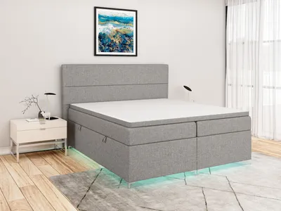 Produktbild von FEDVE Boxspringbett Schlafzimmerbett THIAGO mit 2 Bettkästen, Doppelbett mit Bonell-Matratze und Topper 180x200