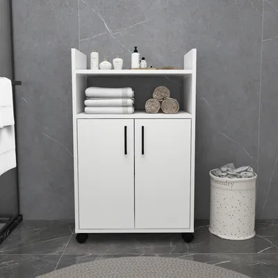 Image de Skye Decor, Tiraks - Blanc, armoire multifonctionnelle, blanc, panneaux de particules 100 % mélaminés, 60 x 35 x 97,3 cm