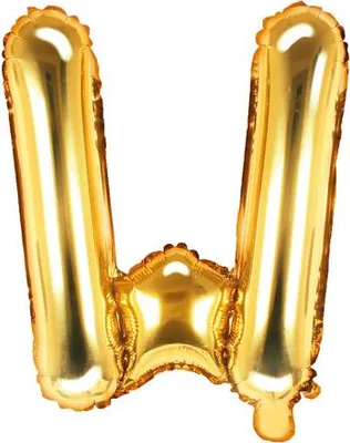 Obrázok produktu pre Fóliový balón písmeno "W", 35 cm, zlatý (1 balenie / 50 kusov)