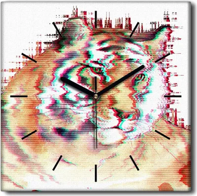 Produktbild von Coloray Uhr auf Leinwand 30x30 cm Wand Uhr Dekoration Wohnzimmer Segeltuch schwarze Hände -Tier Tiger Aquarelle.