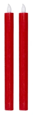 Produktbild von Kerze LED 2er Set Batteriebetrieb warmweiß flackern Stabkerzen Rot Wachs