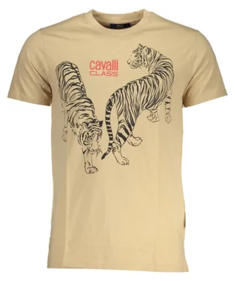 Produktbild von Elegantes Herren T-Shirt in Beige mit Print und Logo-Design
