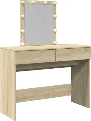 Zdjęcie produktu dla vidaXL Toaletka z oświetleniem LED dąb sonoma 100x40x130 cm