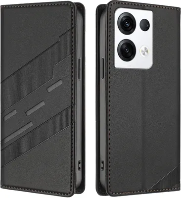 Produktbild von Hülle für Oppo Reno8 Pro 5G, Kunstleder Brieftaschen Handyhülle mit Kartenfach und Standfunktion Schwarz
