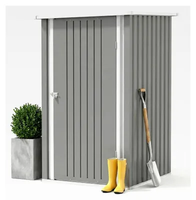 Produktbild von Metall Gerätehaus 1,5 m³ Geräteschuppen 95x99x160 cm, Kleiner Gartenschuppen mit Pultdach und abschließbarer Drehtür, Gartenhaus für Außenbereich, Terrasse, Rasen, Grau