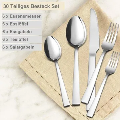 Obrázek produktu pro Nerezové příbory, 30dílná sada, leštěné