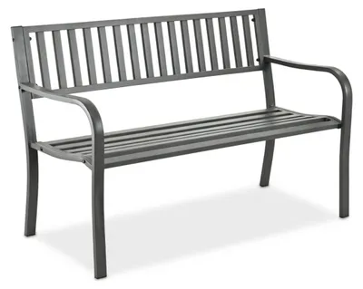 Immagine prodotto di Panchina da giardino Relaxdays, a 2 posti, A x L x P: 82 x 127,5 x 59,5 cm, acciaio, panchina da giardino, terrazza, balcone, panchina da parco, grigia